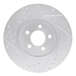 Chrysler Cirrus Brake Rotor (1) - Front Right - R1 Concepts - Drilled & Slotted - Silver - `95-`06